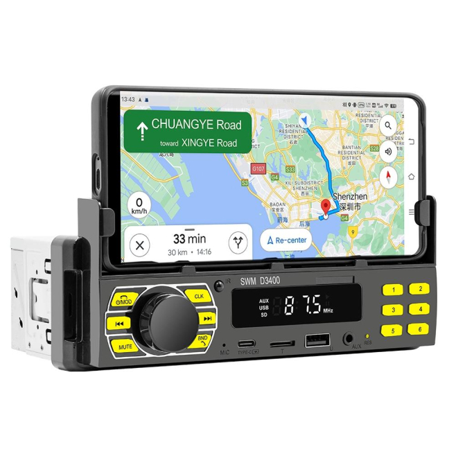 Autoradio Bluetooth MP3 Avec Assistant Vocal Intelligent FM AUX Type-C RCA Sortie Audio Support Téléphone Mobile - www.yonis-...
