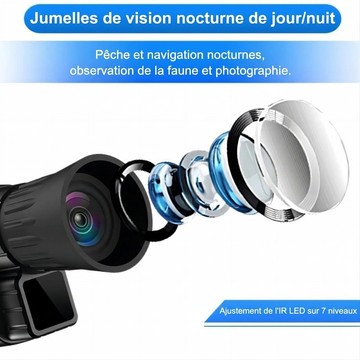 Jumelles Vision Nocturne 4K HD Profey 300m - Zoom 5X Rechargeable 4000mAh Avec Carte 32Go
