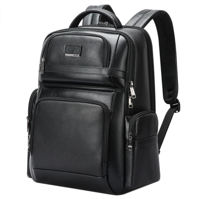 Sac À Dos Ordinateur Grande Capacité En Cuir Véritable Avec Port USB Type-C - www.yonis-shop.com