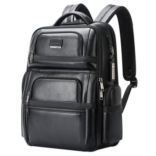 Sac À Dos Ordinateur Grande Capacité En Cuir Véritable Avec Ports USB Et Type-C - www.yonis-shop.com