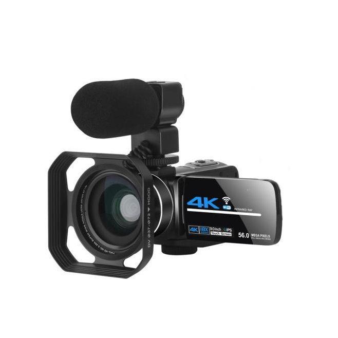 Caméscope Numérique 4K HD 56MP Avec Zoom 18X Écran Tactile 3 Pouces WiFi Microphone Grand Angle Vision Nocturne Stabilisation...