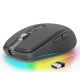 Souris Sans Fil 2400DPI Dual Mode 2.4GHz Bluetooth 5.1 6 Boutons Mute Rechargeable 700mAH 14 Modes Lumineux