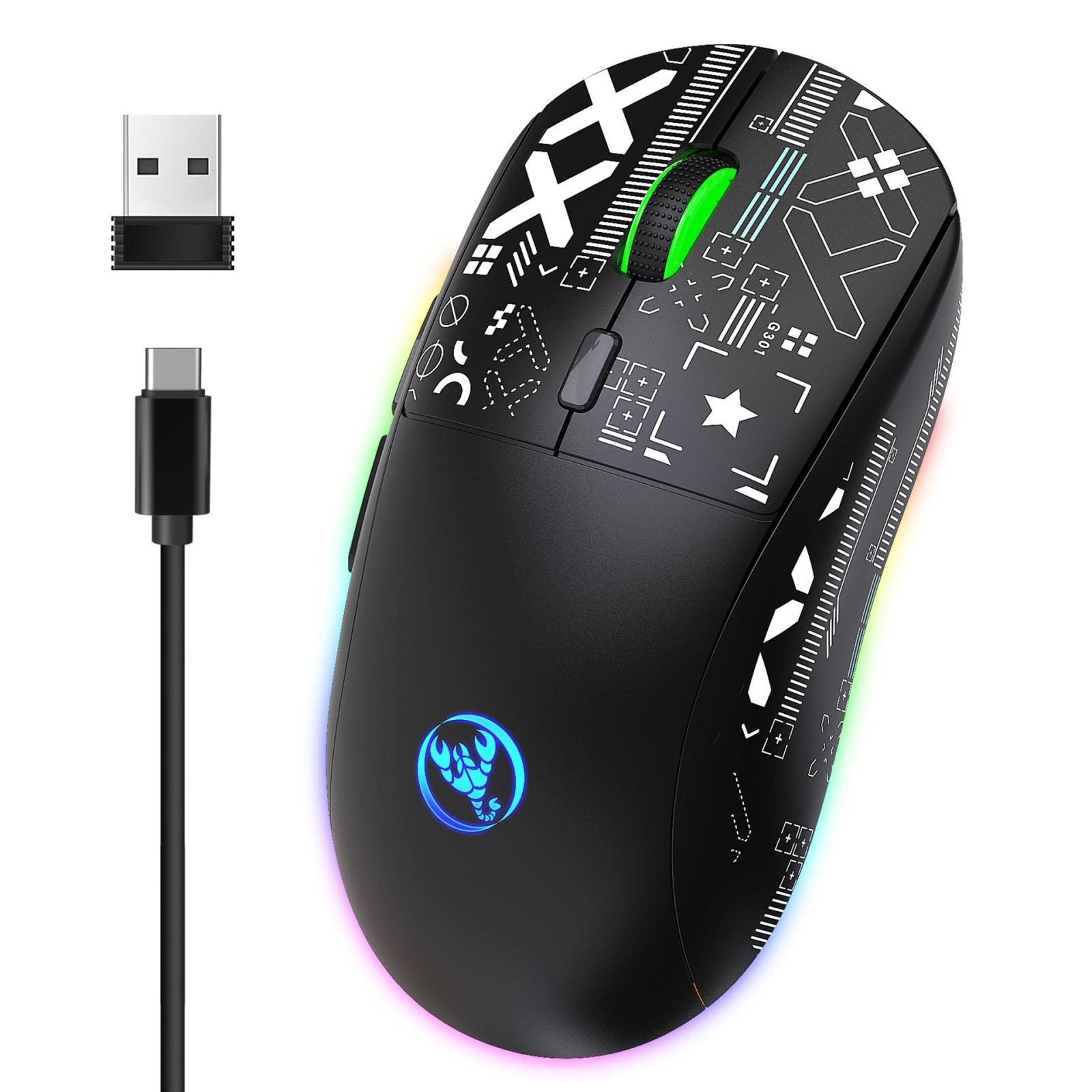 Souris Sans Fil Rechargeable SZO - Gaming Silencieuse RGB, Précision Ajustable Pour PC Et Ordinateur Portable