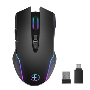 Souris Sans Fil Rechargeable LED - Bluetooth 5.2 Et USB 2.4GHz - 7 Couleurs RGB - Silencieuse