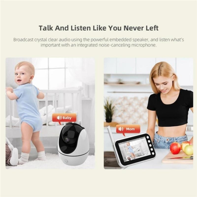 Babyphone Camera Avec Écran 4.5 Pouces HD Vision Nocturne Communication Bidirectionnelle et Musique Intégrée - www.yonis-shop...