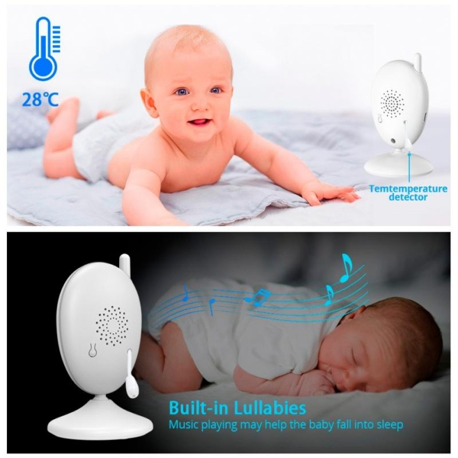 Babyphone Camera Vision Nocturne Écran 2 Pouces Surveillance Sans Fil Température Ambiante Intercom Berceuses - www.yonis-sho...
