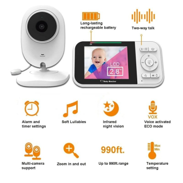 Babyphone Jeeber Avec écran 4" IPS - Caméra 1080P 360°, Vision Nocturne, Détection Pleurs Et Température - 8