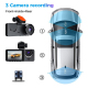 Dashcam Triple Lentille Full HD Avec Écran IPS Enregistrement En Boucle Détection De Mouvement - www.yonis-shop.com