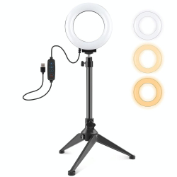 Ring Light LED 4.7 Inch 3 Modes Dimmable USB Vlogging Photography Video Lights With Desktop Tripod Holder - www.yonis-shop.com