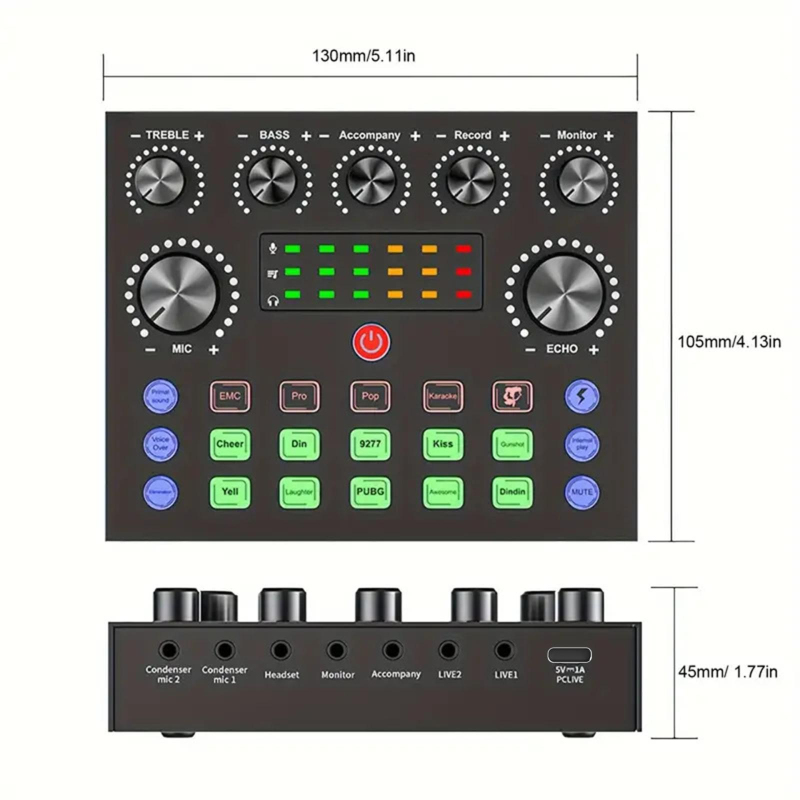 Carte Son Live Avec Changeur De Voix Et Effets - Mixeur Audio Bluetooth Pour Streaming, Podcast Et DJ