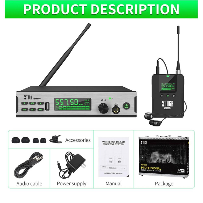 Microphone Professionnel Sans Fil In Ear Monitor Système Avec 2 BodyPacks Pour Scènes Et Diffusions Audio - www.yonis-shop.com