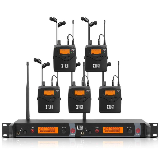 Microphone Sans Fil UHF Pour Chanteur De Scène Avec Système De Moniteur In-Ear 5 Body Packs EU Plug - www.yonis-shop.com