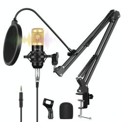 Microphone Professionnel Studio Broadcast Avec Bras De Suspension Et Carte Son USB Haute Performance