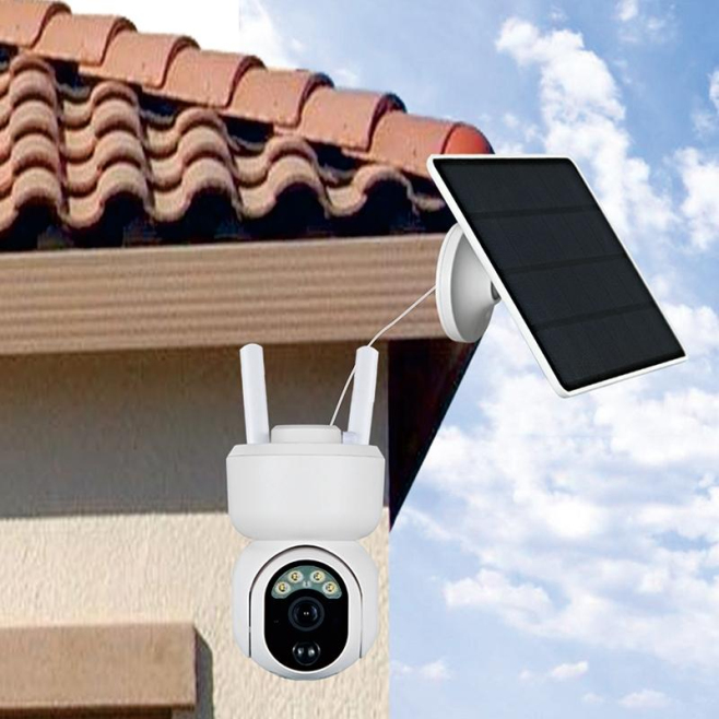 Caméra IP 1080P Étanche IP65 Solaire PTZ Vision Nocturne Couleur Intercom Vocal Bidirectionnel Détection AI Humanoïde WiFi - ...