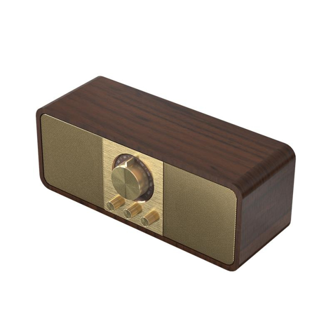 Enceinte Bluetooth Vintage Bois HIFI FM Radio Sans Fil Supporte TF U-Disk AUX Leather - www.yonis-shop.com