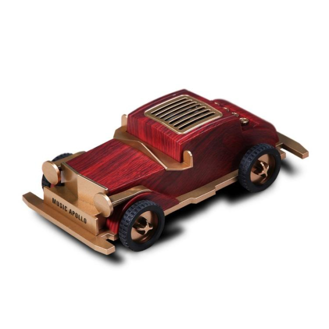 Mini Enceinte Bluetooth Forme Voiture Rétro En Bois Sombre Subwoofer Sans Fil Haute Qualité - www.yonis-shop.com