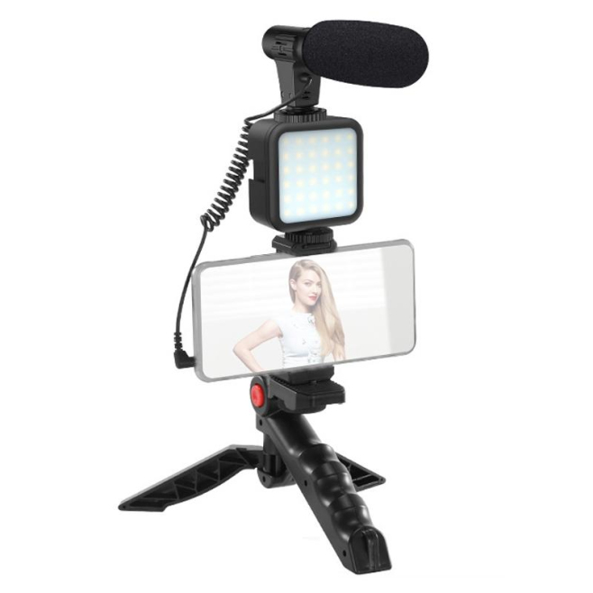 Perche À Selfie 3 En 1 Avec Trépied Microphone Et Lumière LED Portable Pour Vidéo - www.yonis-shop.com