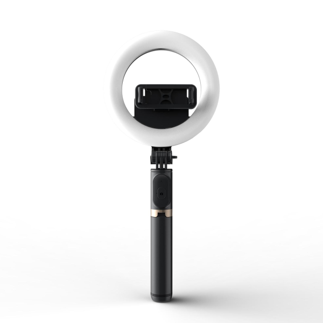 Perche À Selfie Avec Anneau Lumineux 6 Pouces Bluetooth Trépied Portable 360 Degrés 3 Types De Lumières 1200mAh USB - www.yon...