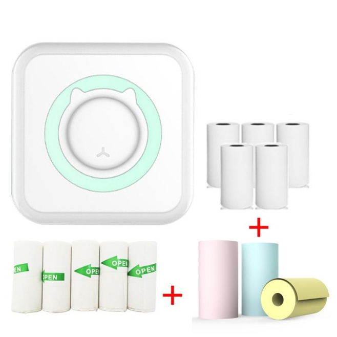 Mini Imprimante Bluetooth Sans Encre Pour Étiquettes Et Photos Haute Définition Avec Batterie Longue Durée Inclut Stickers Et...