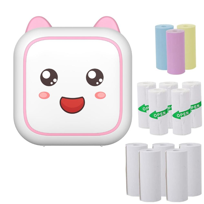 Mini Imprimante Portable Bluetooth Rose Avec Papier Et Autocollants Haute Résolution 200DPI - www.yonis-shop.com
