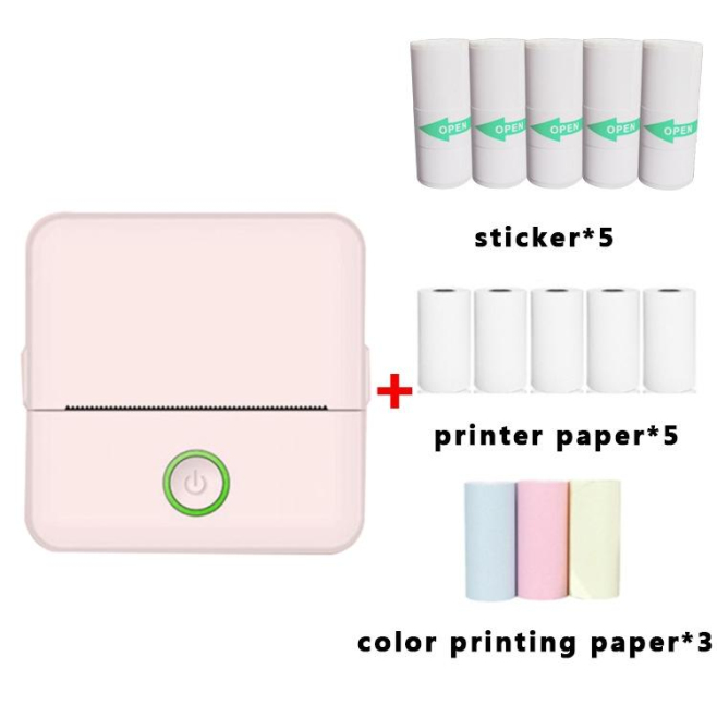Mini Imprimante Bluetooth Sans Encre Portable Rose Pour Étudiants Avec Papier Et Autocollants Inclus - www.yonis-shop.com