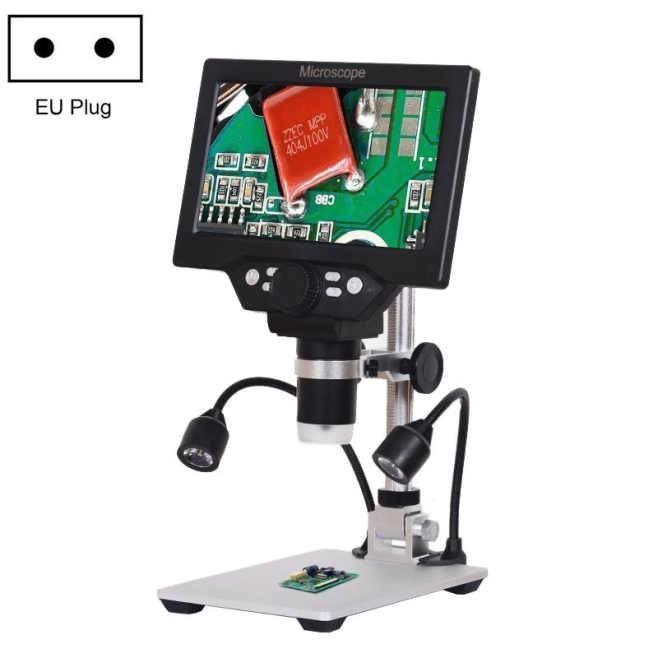 Microscope Électronique Portable Avec Écran LCD 7 Pouces Grossissement Continu 1-1200 Fois Batterie 3000mAh Système Multiling...