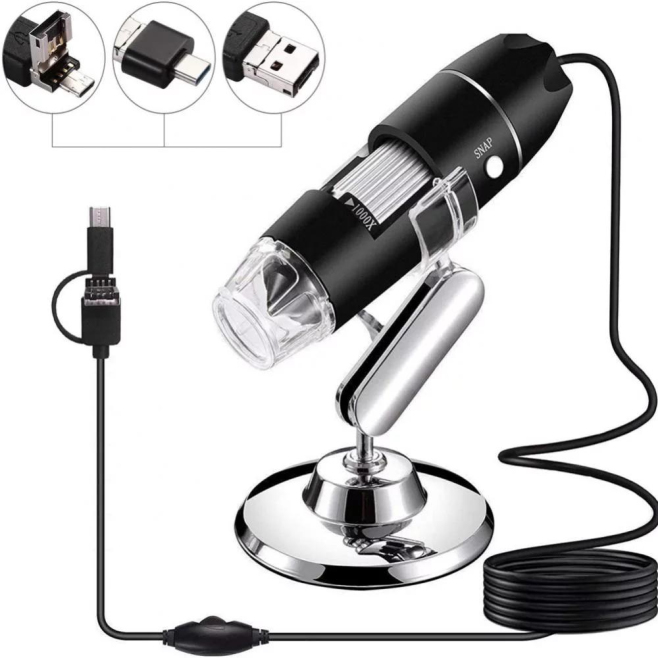 Microscope 1600X HD Capteur D'Image 3 En 1 USB Digital Avec 8 LED Et Support Professionnel - www.yonis-shop.com