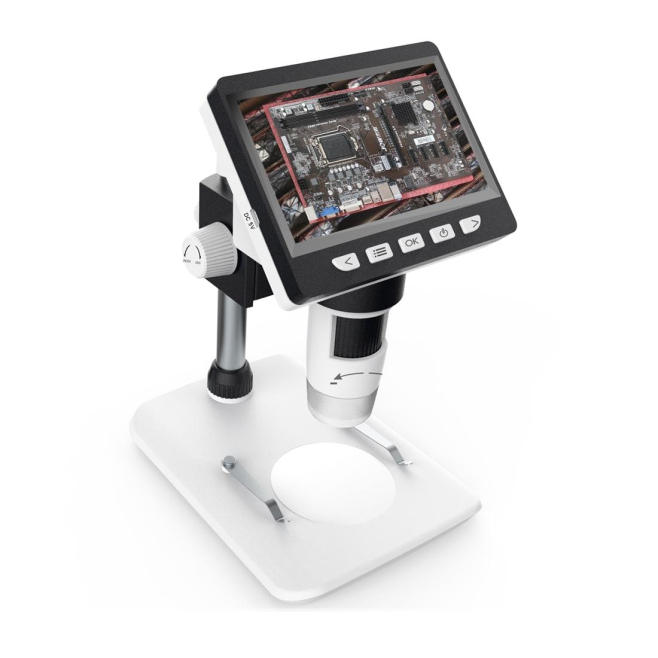 Microscope HD 1080P Avec Écran LCD 4.3 Pouces Pour Réparation De Téléphone Portable Grossissement 1000x Avec Lumière LED Brac...