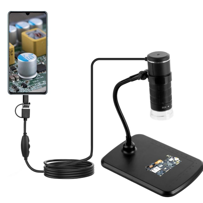 Microscope Digital 3 en 1 avec Support Hélicoïdal Grossissement 50-1000X Capteur Haute Performance 8 LED Ajustables - www.yon...