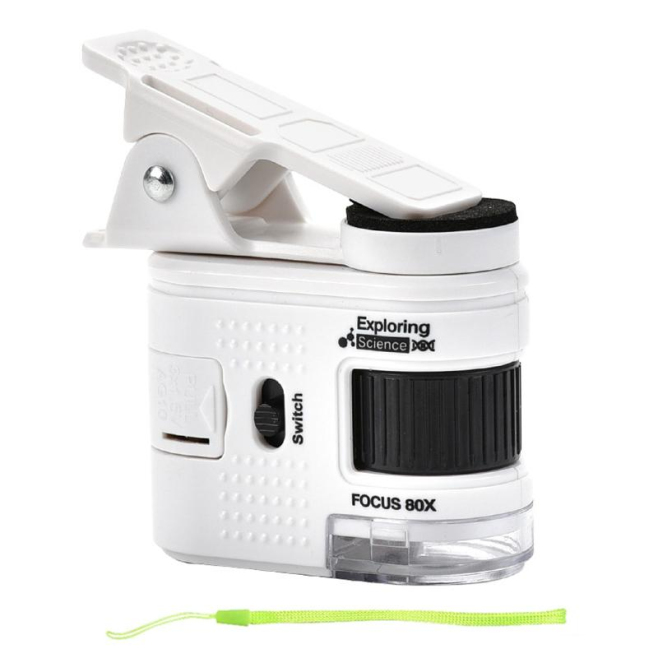 Microscope Portable Pour Enfants 80X Avec Clip Téléphone LED Pour Expériences Scientifiques Et Identification De Bijoux - www...