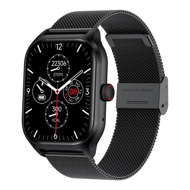 Montre Connectée Écran 2.01 Pouces Bluetooth Appel Surveillance Santé Bracelet Acier - www.yonis-shop.com