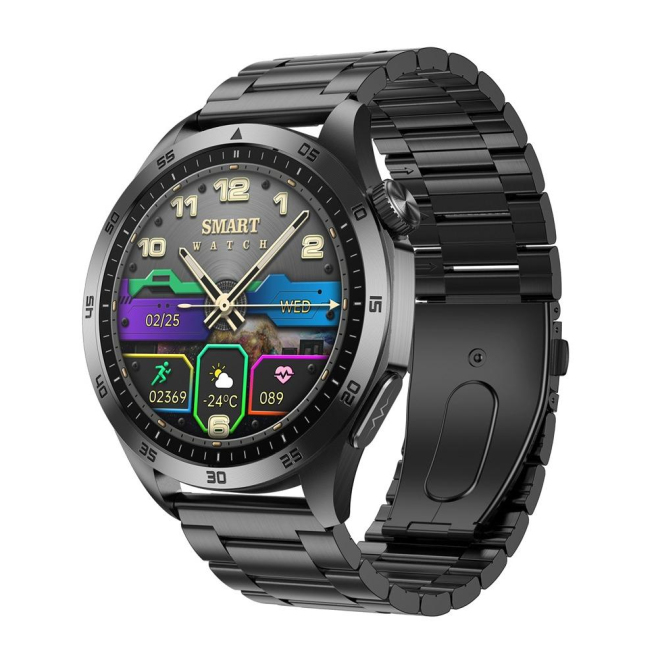Montre Connectée Écran Couleur 1.43 Pouces Bracelet Acier Inoxydable Bluetooth Appel ECG Étanche IP68 Suivi Santé et Fitness ...