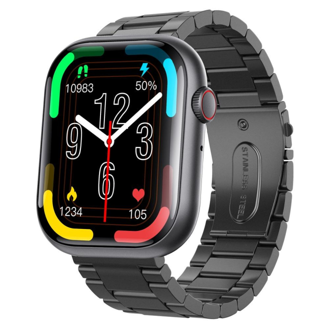 Montre Connectée Écran 2.1 Pouces Surveillance Oxygène Alarme SOS Plus De 100 Modes Sportifs Couleur Acier Noir - www.yonis-s...