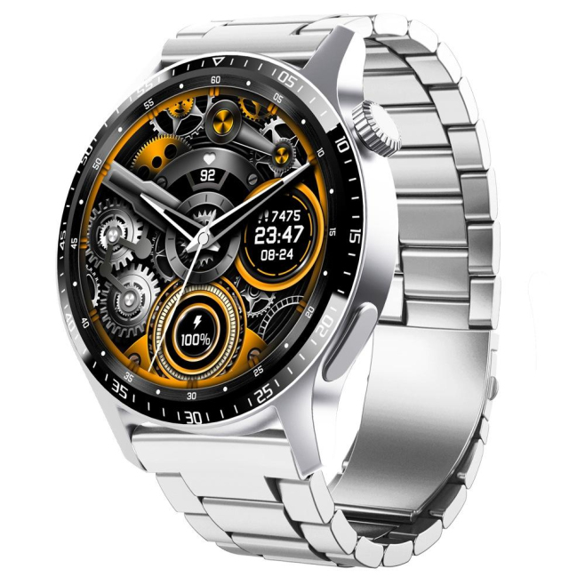 Montre Connectée Écran 1.35 Pouces Appels Bluetooth Surveillance Santé 24H Plus De 150 Modes Sport Acier Argenté - www.yonis-...