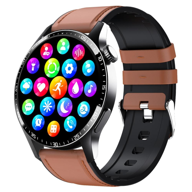 Montre Connectée Écran Haute Définition Appels Bluetooth Surveillance Santé 24H Modes Sportifs Multiples Couleur Noir Cuir Ma...