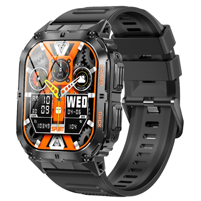 Montre Connectée Sportive 1.96 Pouces Avec Appel Bluetooth Surveillance Santé Cardiaque Sommeil Oxygène Sanguin et Pression A...
