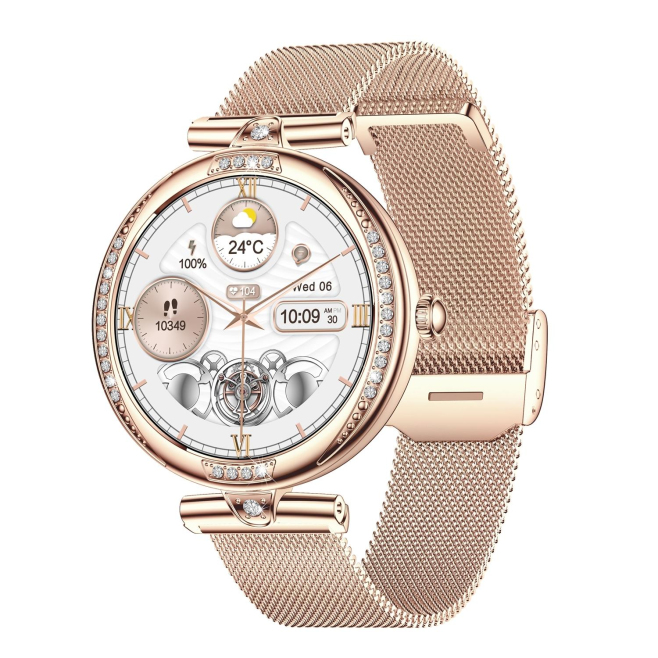 Montre Connectée Écran AMOLED 1.19 Pouces Bracelet Acier Inoxydable Suivi Santé Appels Bluetooth Argentée - www.yonis-shop.com