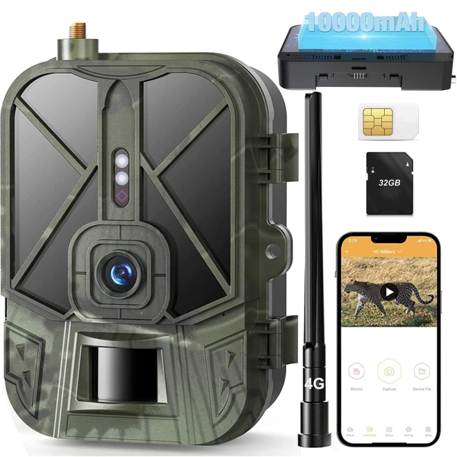 Caméra De Chasse 4K 36MP Vision Nocturne 4G Contrôle À Distance Batterie 10000 mAh Étanche IP66