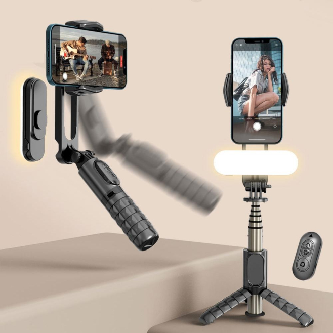Stabilisateur Smartphone Avec Lumière Amovible Pliable Et Rotation 360 Degrés - www.yonis-shop.com