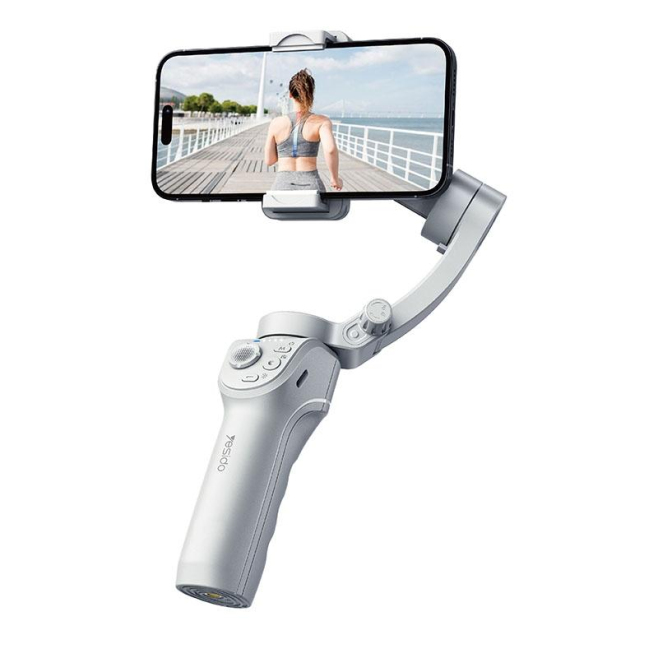 Stabilisateur Smartphone Trois Axes Anti Tremblement Avec Lumière Réglable Ergonomique et Pliable Pour Android et iOS - www.y...
