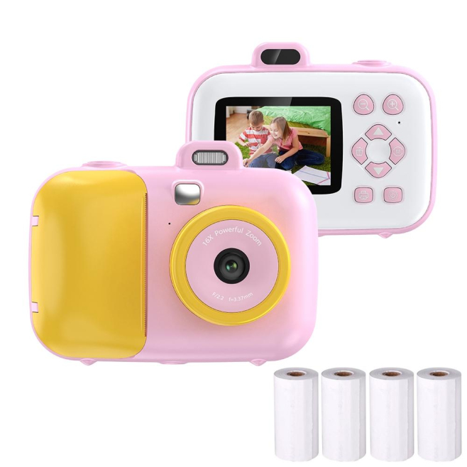 Appareil Photo Numérique Pour Enfants Avec Impression Thermique Instantanée Écran 2.4 Pouces 42 Millions De Pixels Vidéo 2.7K...