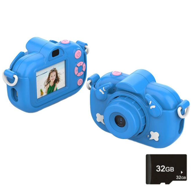 Appareil Photo Numérique HD Enfant 2.0 Pouces 4X Zoom 12MP Vidéo 1080P Avec Stickers Et Filtres Bleu 32G - www.yonis-shop.com