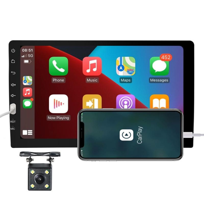 Autoradio 9 Pouces Carplay OLED Bluetooth FM AM MP5 Support Android Mirror Link Caméra 4 Lumières - www.yonis-shop.com