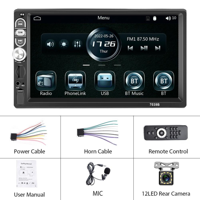 Autoradio Bluetooth 7 Pouces Avec CarPlay Android Auto Et Caméra De Recul - www.yonis-shop.com