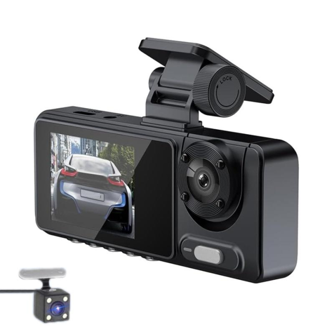Dashcam Vision Nocturne Haute Définition Enregistrement Triple 170 Degrés 1080p Détection Mouvement Enregistrement Boucle 7x2...