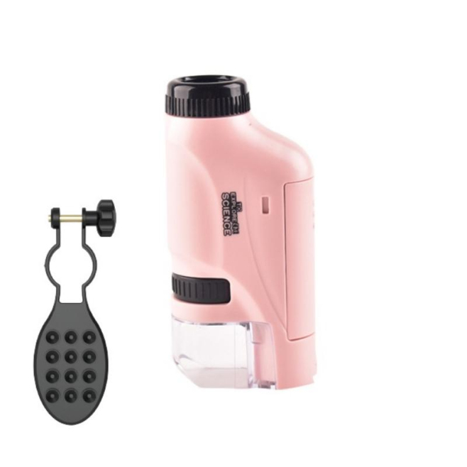 Microscope Enfant Portable Avec Support Et LED Rose - Grossissement 60-120x - www.yonis-shop.com