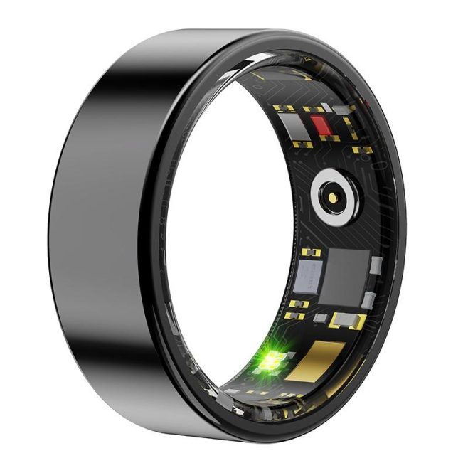 Bague Connectée Taille 9 Support Fréquence Cardiaque Oxygène Sommeil Modes Sportifs Or Bluetooth 5.0 Étanche IP68 Autonomie 3...