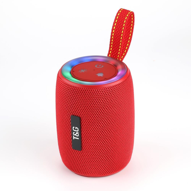 Enceinte Bluetooth Portable Sans Fil Extérieure Rouge Avec LED et FM Radio