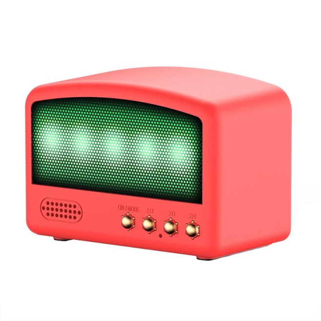 Mini Enceinte Bluetooth Rouge Vintage Avec Radio FM USB Et Carte SD - www.yonis-shop.com