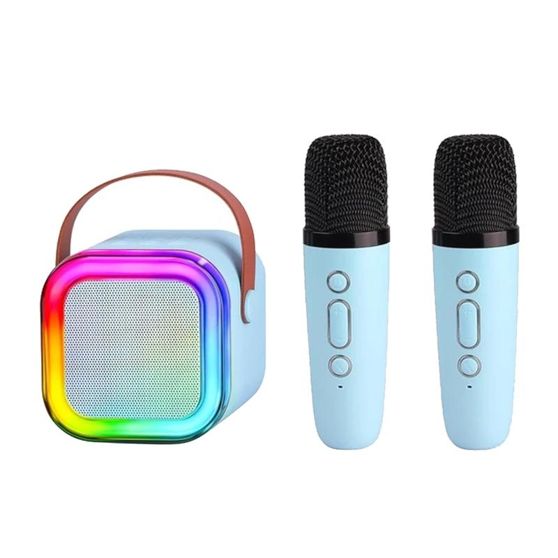 Karaoké Portable Bluetooth Pour Adultes & Enfants – Haut-Parleur Puissant Avec 2 Micros Sans Fil + Lumières LED – Idéal Fêtes Et Soirées